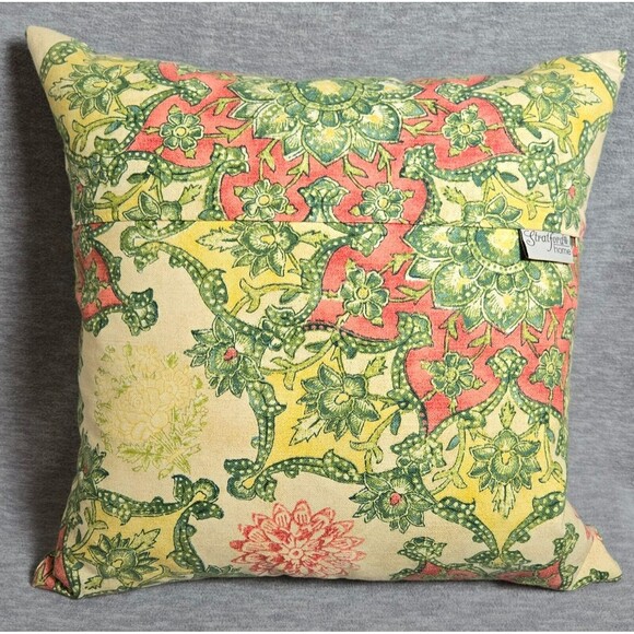 Stratford Home Decorative Accent Pillow 16"  Yellow Coral Green - Picture 1 of 13